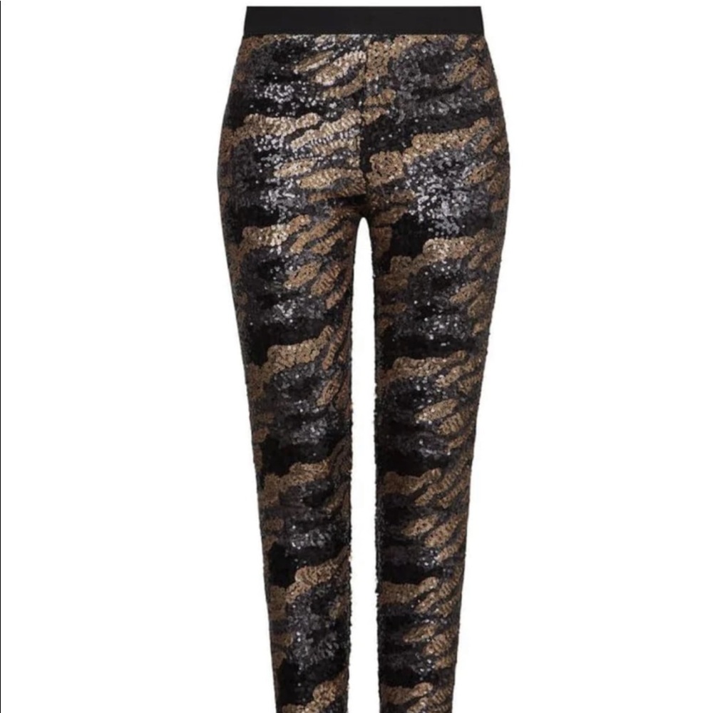 BCBGMAXAZRIA Camo Sequin-Embellished Leggings